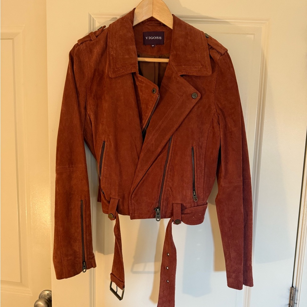 Vigoss Women's Rust Suede Motor Jacket